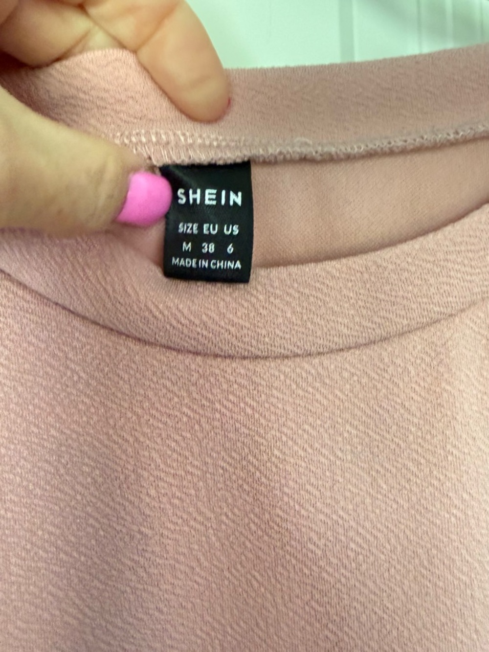 SHEIN Rose Pink Puff Sleeve Crewneck Sweatshirt - Picture 2 of 3